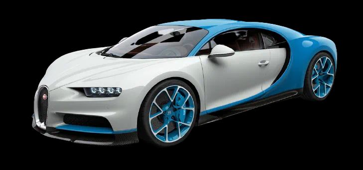 Bugatti Chiron Blue and White With Carbon Fiber Accents